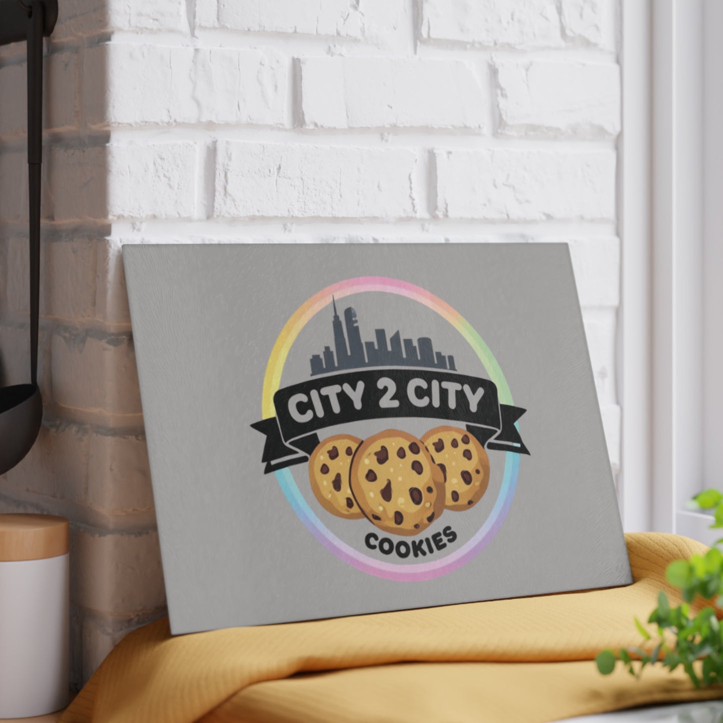 City 2 City Cookies Glass Cutting Board