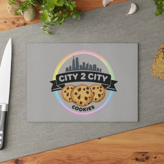 City 2 City Cookies Glass Cutting Board
